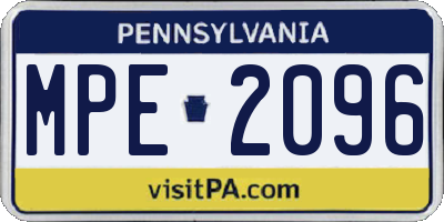 PA license plate MPE2096