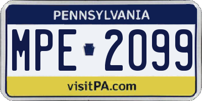 PA license plate MPE2099