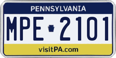PA license plate MPE2101