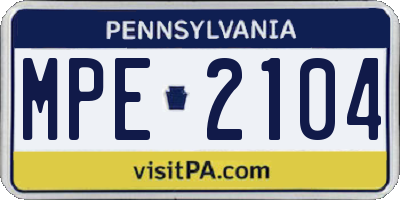 PA license plate MPE2104
