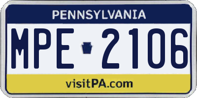 PA license plate MPE2106