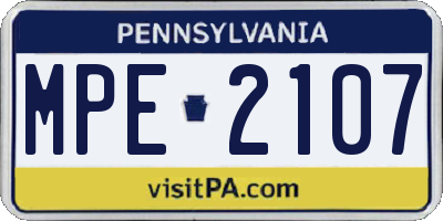 PA license plate MPE2107