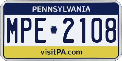 PA license plate MPE2108