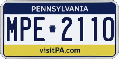 PA license plate MPE2110