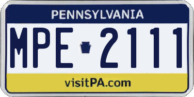 PA license plate MPE2111