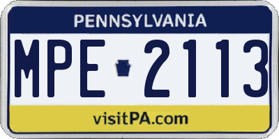 PA license plate MPE2113
