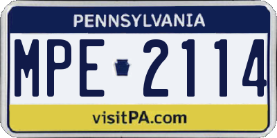 PA license plate MPE2114