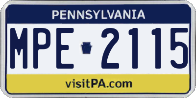 PA license plate MPE2115