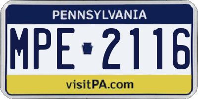 PA license plate MPE2116
