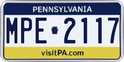 PA license plate MPE2117