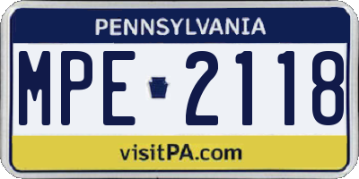 PA license plate MPE2118