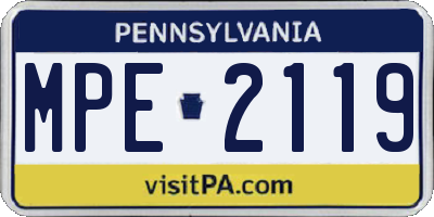 PA license plate MPE2119
