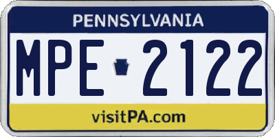 PA license plate MPE2122