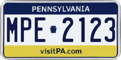 PA license plate MPE2123