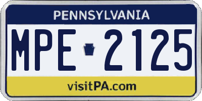 PA license plate MPE2125