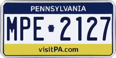 PA license plate MPE2127