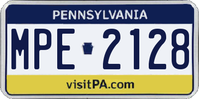 PA license plate MPE2128