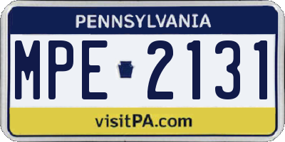 PA license plate MPE2131