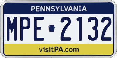PA license plate MPE2132