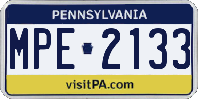 PA license plate MPE2133