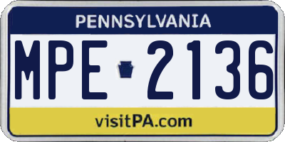 PA license plate MPE2136