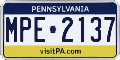 PA license plate MPE2137