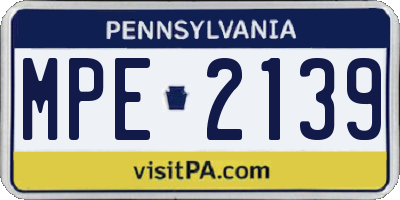 PA license plate MPE2139