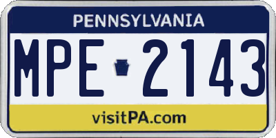 PA license plate MPE2143