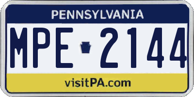PA license plate MPE2144