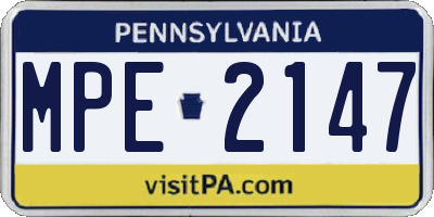PA license plate MPE2147