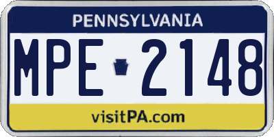PA license plate MPE2148