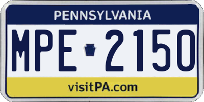 PA license plate MPE2150