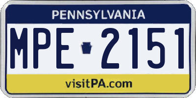 PA license plate MPE2151