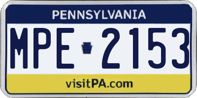 PA license plate MPE2153