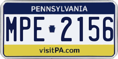 PA license plate MPE2156