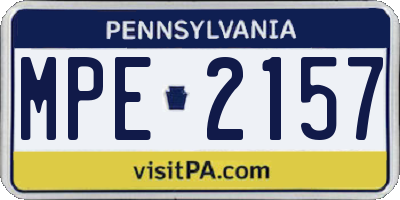 PA license plate MPE2157