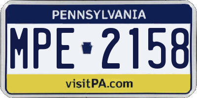 PA license plate MPE2158