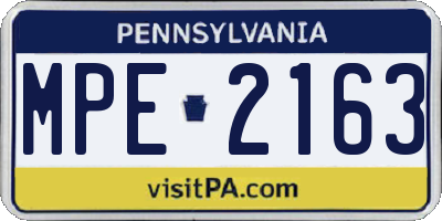 PA license plate MPE2163