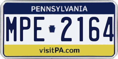 PA license plate MPE2164