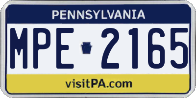 PA license plate MPE2165