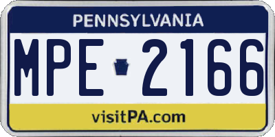 PA license plate MPE2166