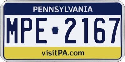 PA license plate MPE2167