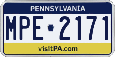 PA license plate MPE2171