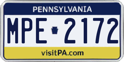 PA license plate MPE2172