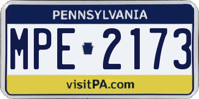 PA license plate MPE2173