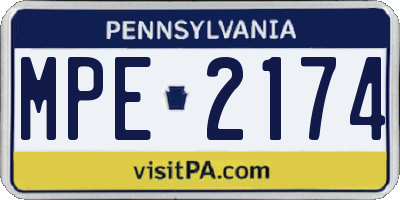 PA license plate MPE2174