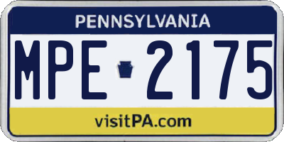 PA license plate MPE2175