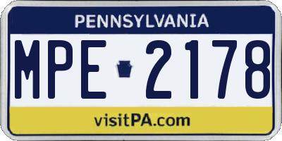 PA license plate MPE2178