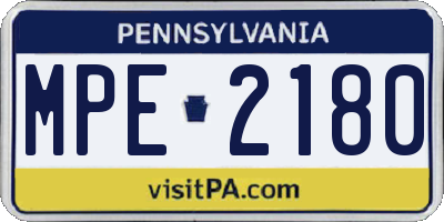 PA license plate MPE2180