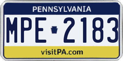 PA license plate MPE2183